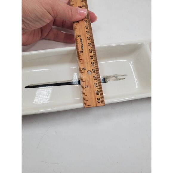 Rae Dunn By Magenta WRITE Pen Holder 2 Compartment Tray White Ivory Artisan - Picture 4 of 5